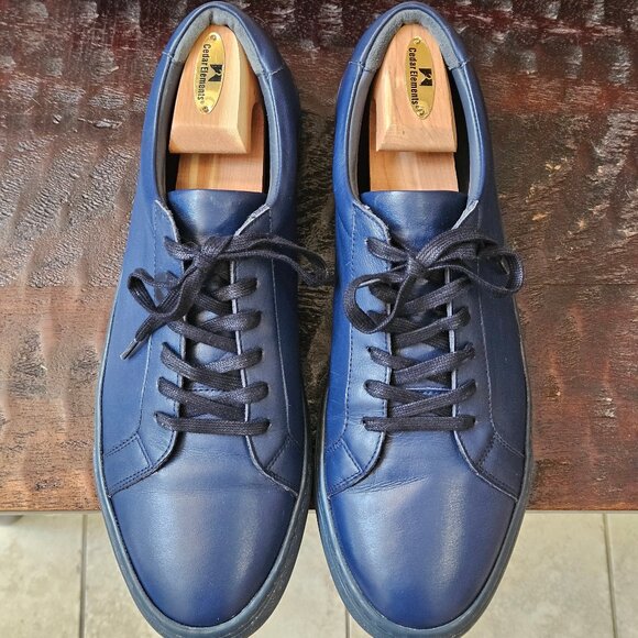 Italic Men's Cadence Tonal Midnight Blue Leather Sneakers, Sz 13 - Picture 2 of 16